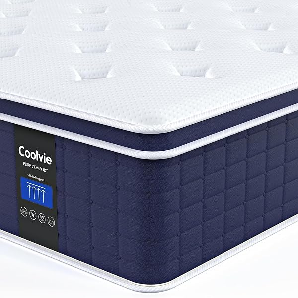 Coolvie King Size Mattress 14 Inch, Hybrid King Mattress in a Box, Medium Firm Feel, 4 Layer Premium Foam with Pocket Sp