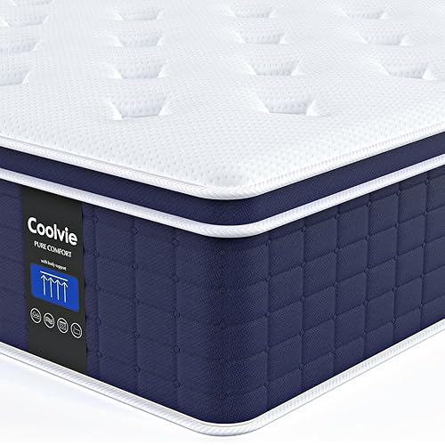 Coolvie King Size Mattress 14 Inch, Hybrid King Mattress in a Box, Medium Firm Feel, 4 Layer Premium Foam with Pocket Springs for Motion Isolation & Pressure Relieving, 100-Night Trial