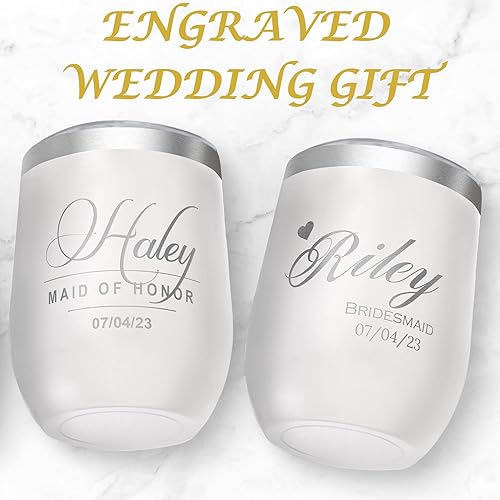 Miniatura 5 de Gifts Inscribed Vaso de vino personalizado con tapa, vaso de acero inoxidable personalizado grabado, taza de viaje personalizada con aislamiento