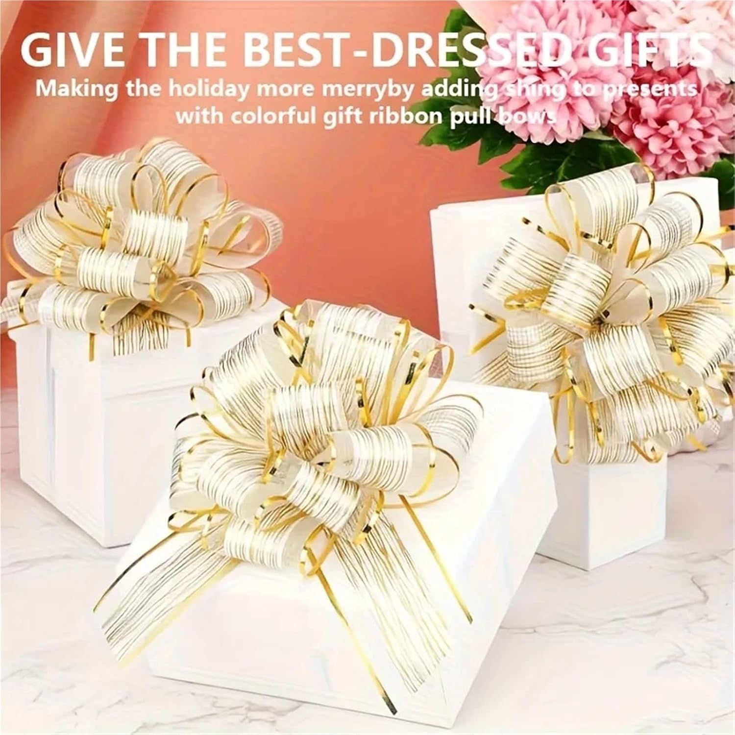 Pull Bows for Gift Wrapping 40Pcs Large Pull Bow Ribbon Big Car Bow for Cars Birthday Christmas Presents Gift Wrap Decoration Ribbon Wedding Pull Flower
