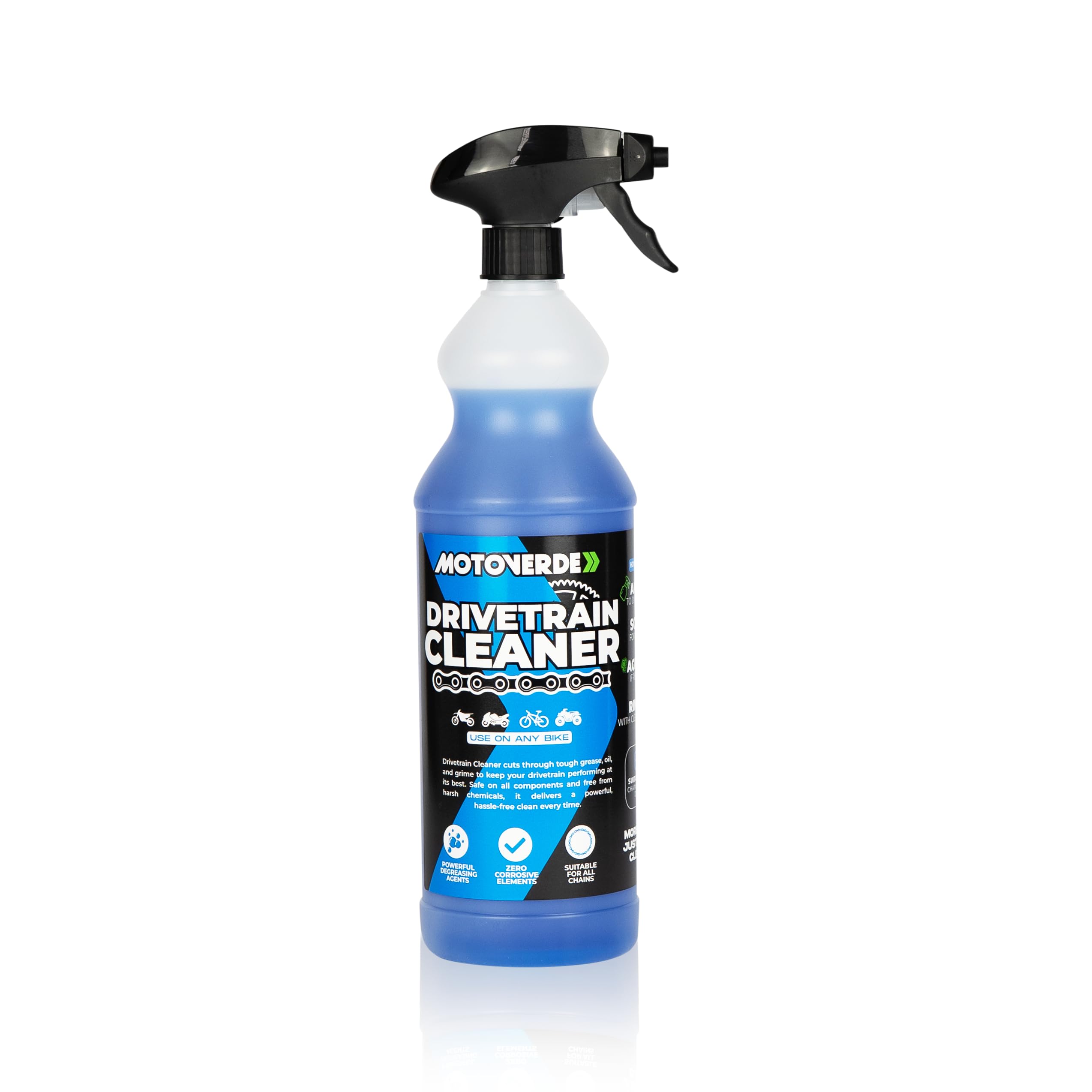 Motoverde 1L Drivetrain Cleaner - Degreaser for all types of chains and sprockets - Suitable for All Types of Bike inc Motocross, Motorcycle, Bicycle, Mountain Bike, E-bike