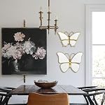 Miroir mural décoratif papillon avec cadre en plastique doré (9.8 x 6.3 de pouce)