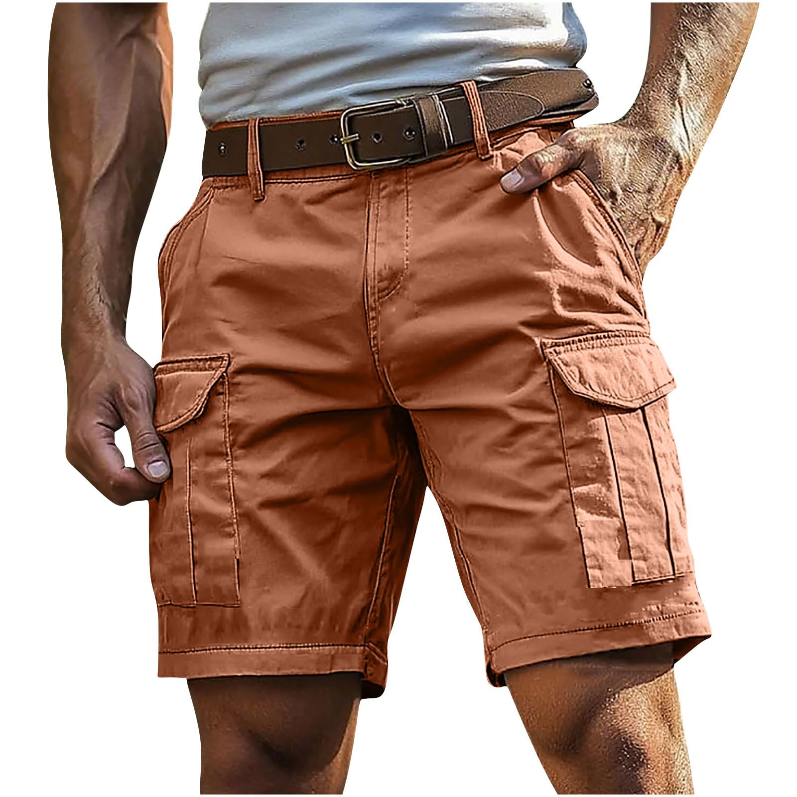 Mens 5 Inch Cargo Shorts Cutton Twill Classic Fit Big and Tall Casual WorkShorts Hiking Outdoor Pocket Short Pants