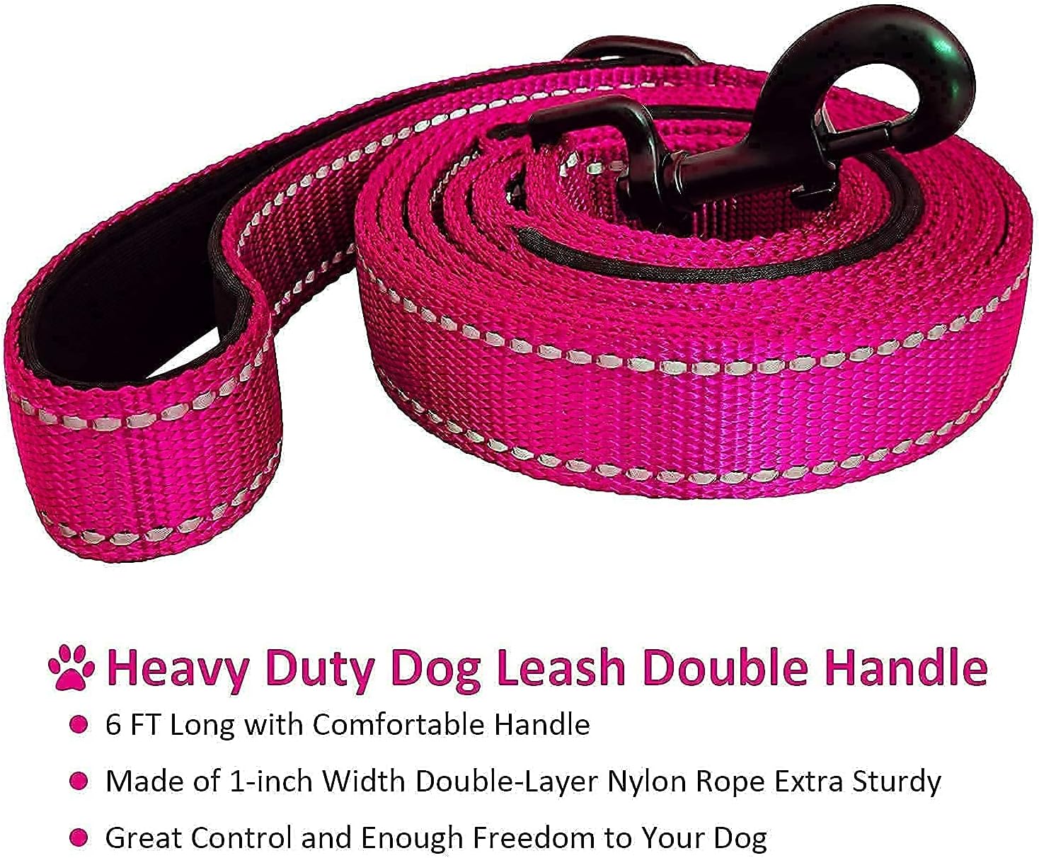 Dog Leash 6ft Long Traffic Padded Two Handle Heavy Duty Double Handles Lead for Training Control 2 Handle Leashes for Large Dogs or Medium Dogs Reflective Pet Leash Dual Handle