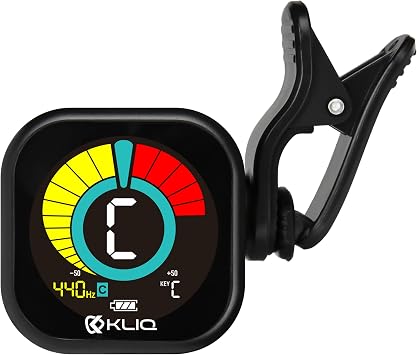 KLIQ UberTuner PDQ, Rechargeable Clip-On Tuner for Guitar, Bass, Ukulele, Violin, Mandolin, Banjo & All Instruments, Fast & Accurate Chromatic Tuning Modes, Black