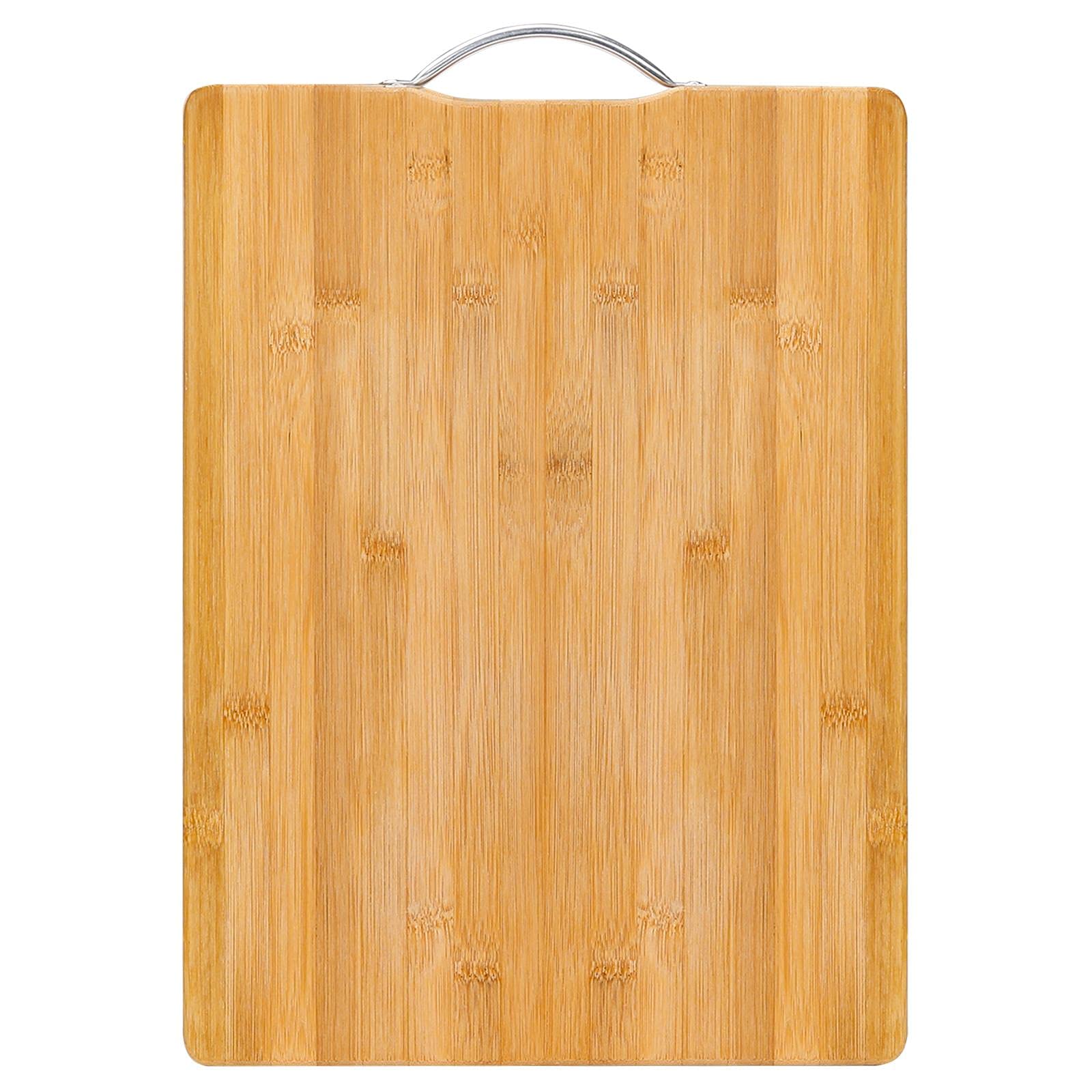 32nd Bamboo Wood Cutting Chopping Serving Board with Stainless Steel Handle Suitable for Meat Vegetables and Cheese
