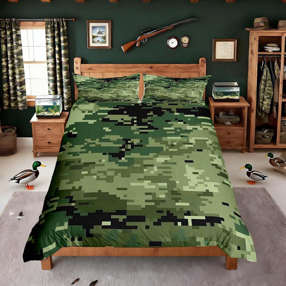 Housse de couette camouflage pour chambre enfant style militaire aventure et jeu