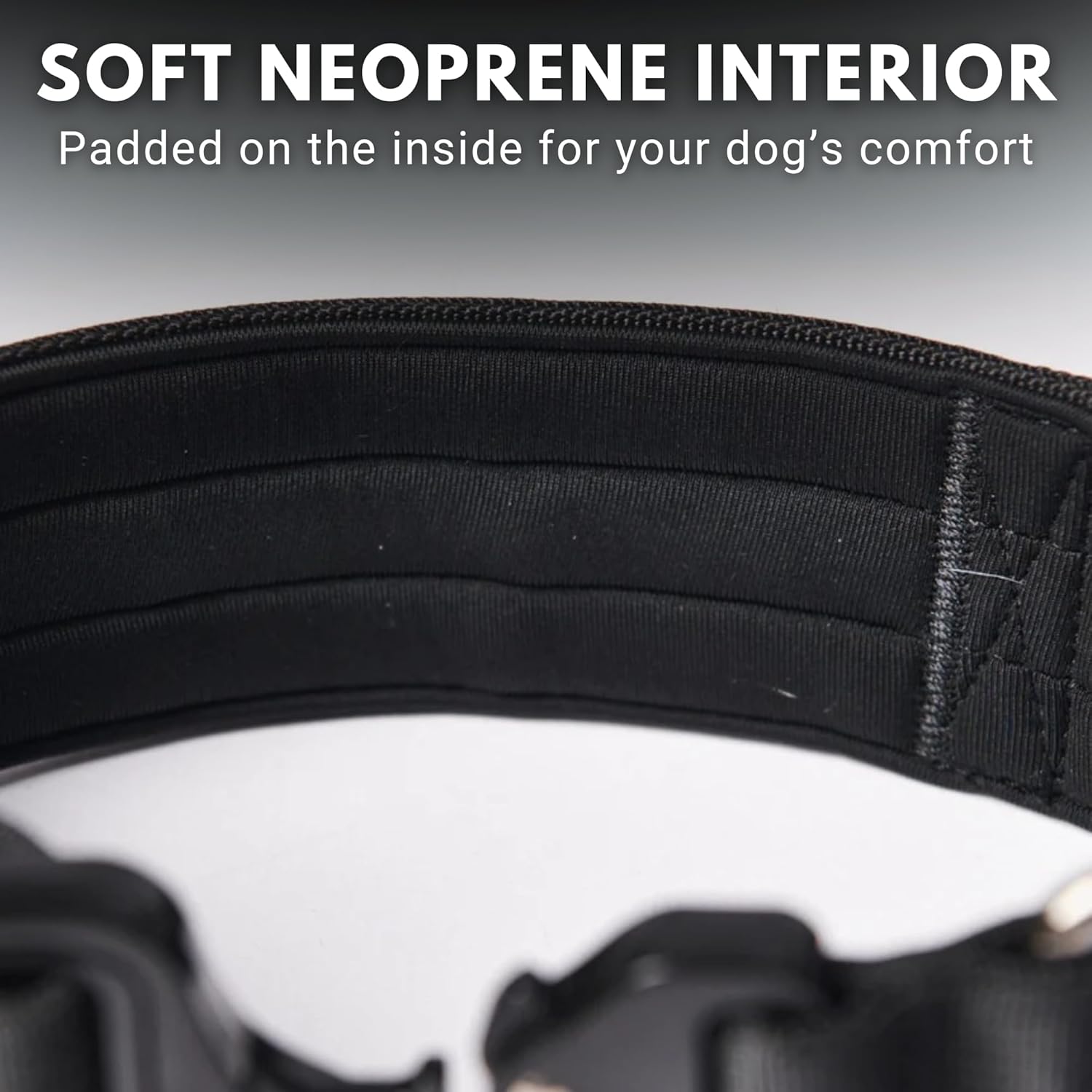 Spark Paws Tactical Dog Collar - Heavy Duty, Premium Quality, Thick and Durable for Large and Medium Dogs - Black - L - 1.5"