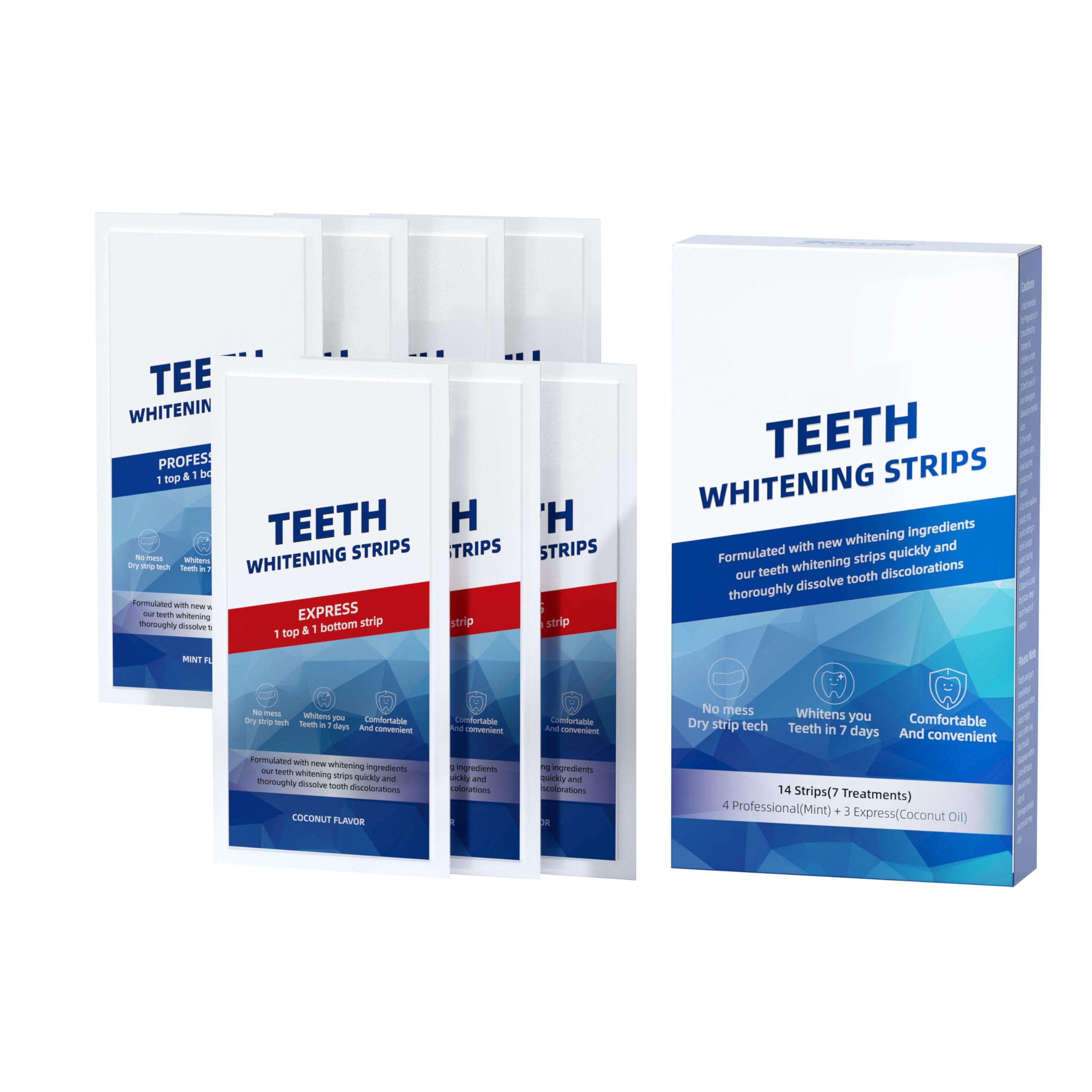 Teeth Whitening Strips 14 Strips, White Strips for Teeth Whitening, Tooth Whitening Strips for Teeth Sensitive, Removes Tartar Coconut Oil Whitestrips Stain Removal, Fresh Breath