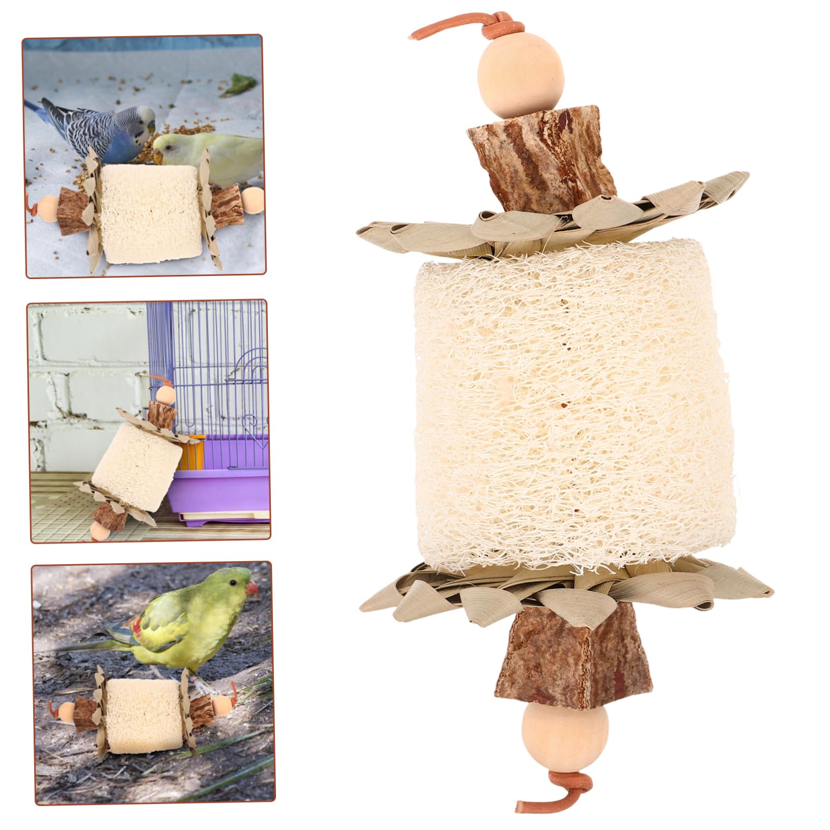 Jouet à Mâcher pour Oiseaux avec Loofah Suspendu Accessoire De pour Perroquets Et Oiseaux pour Divertissant Et