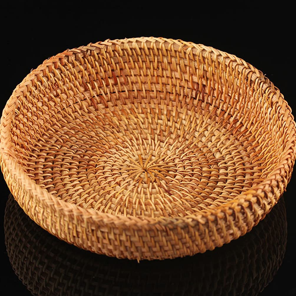 DOITOOL Storage basket fruit basket rattan woven fruit basket wicker basket Rattan Fruit Bowl Snack Storage Bowl picnic basket willow woven basket jute basket decorative Pearlescent candy