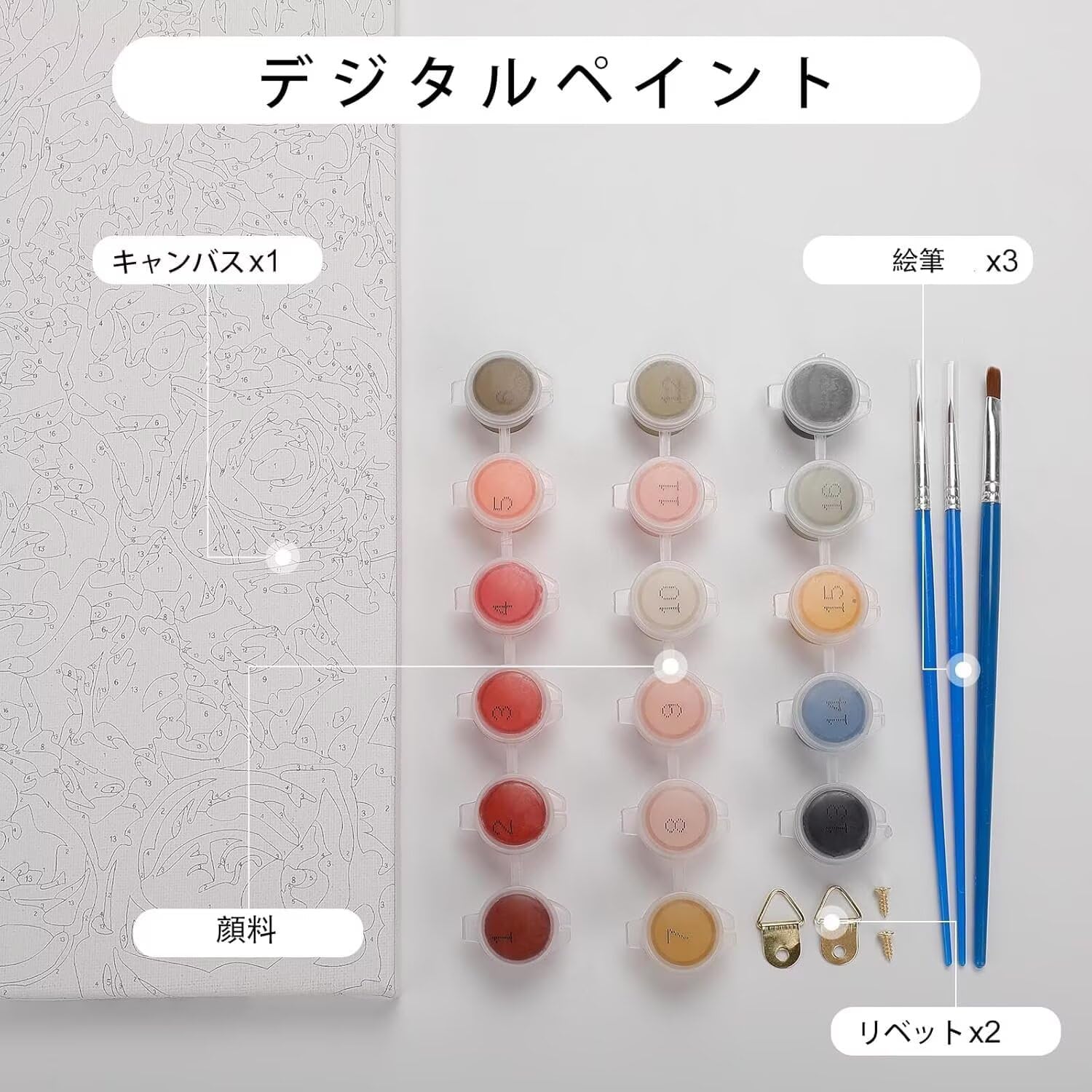 数字油絵 デジタル油絵 フルーツいちご 数字キットでペイントブラシと