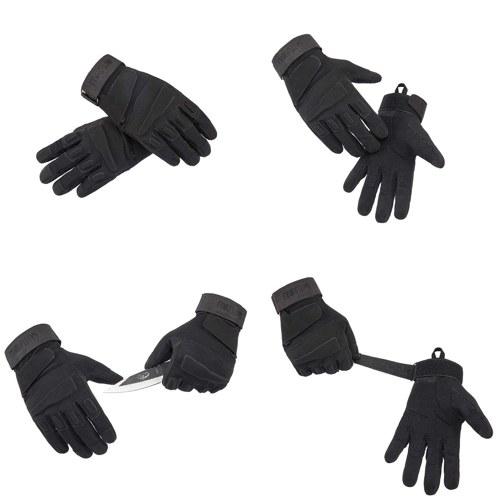 Guantes Militares tácticos para los Hombres, Dedo Completo Duro nudillo Guantes para la Caza de la Motocicleta Airsoft Paintball Protección de los Deportes de Trabajo Pesado,Negro,XL
