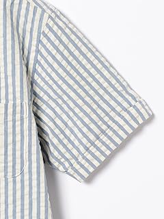 Indigo Seersucker Short Sleeve Popover Button Down Shirt 38-01-0037-139 38010037139: Stripe Indigo Seersucker Short Sleeve Popover Button Down Shirt 38-01-0037-139 38010037139: Stripe