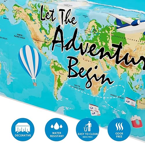 Miniatura 3 de Adventure World Awaits Party Supplies - Manteles de plástico  2 piezas de 54 x 108 pulgadas desechables con temática de viaje para mesas