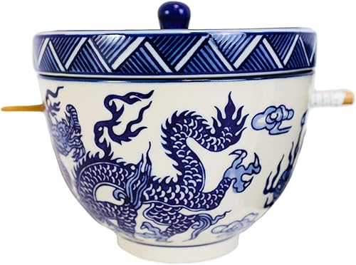 Miniatura 2 de Ebros - Tazón de cocina japonesa Tempura Udon y salsa de inmersión Tentsuyu, tazón grande de 6 pulgadas de profundidad con tapa divisora de