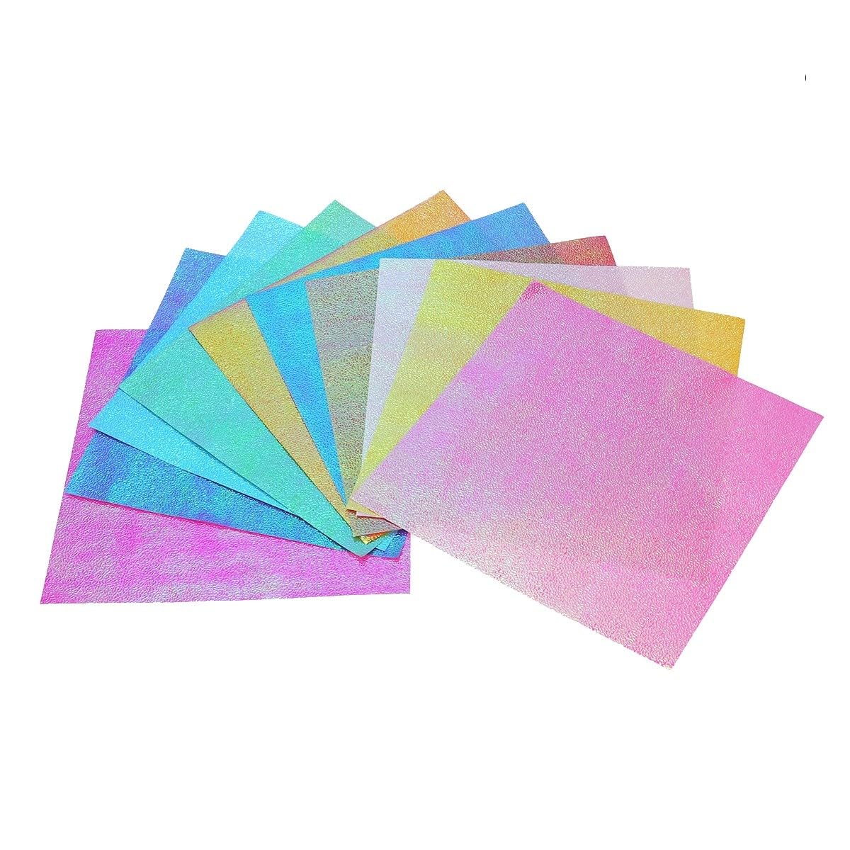Bestonzon 100Pcs Iridescent Square Paper 6 Inch Diy Folding Sheets for Origami Glitter Colored Handcraft Sheets for Crane Scrapbooking Art Projects-image-41