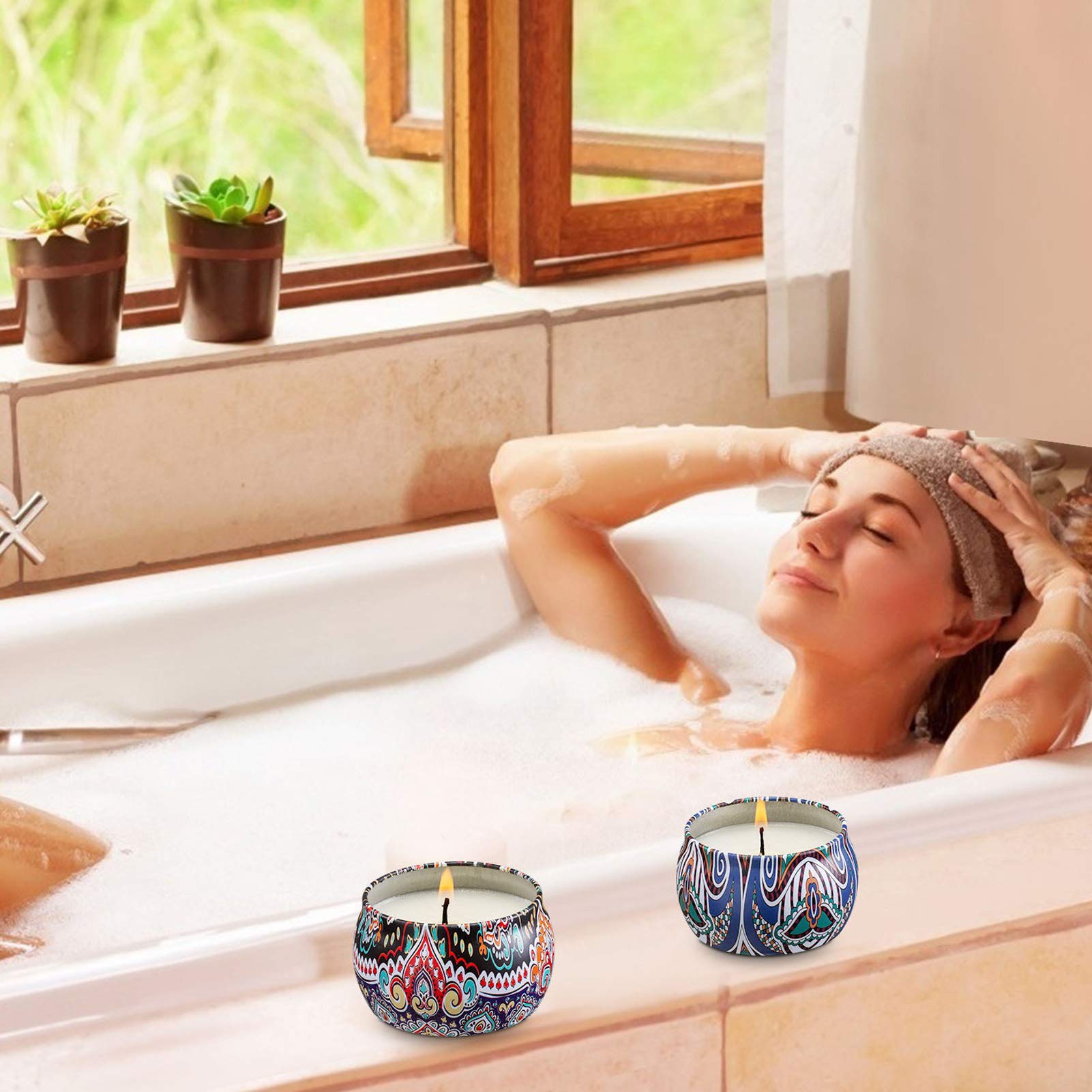 Set de velas con aroma 8, juego, puro natural de soja lata de soja cera velas de aromaterapia mujeres día de la madre cumpleaños decoración navideña