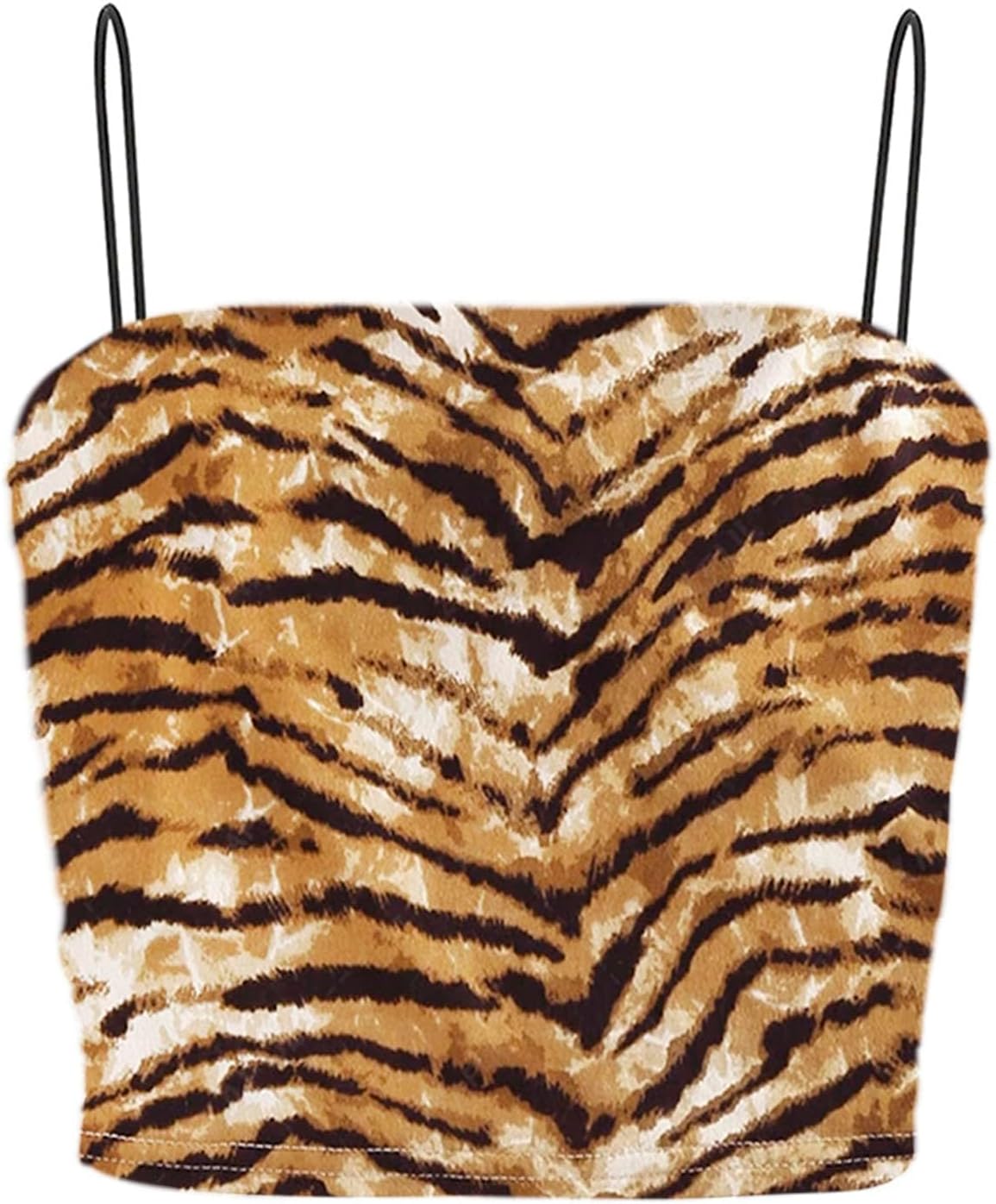 Women’s Leopard Animal Print Spaghetti Strap Tank Top Sexy Y2k Summer Sleeveless Cami Crop Top Trendy Dance Outfits for Girls