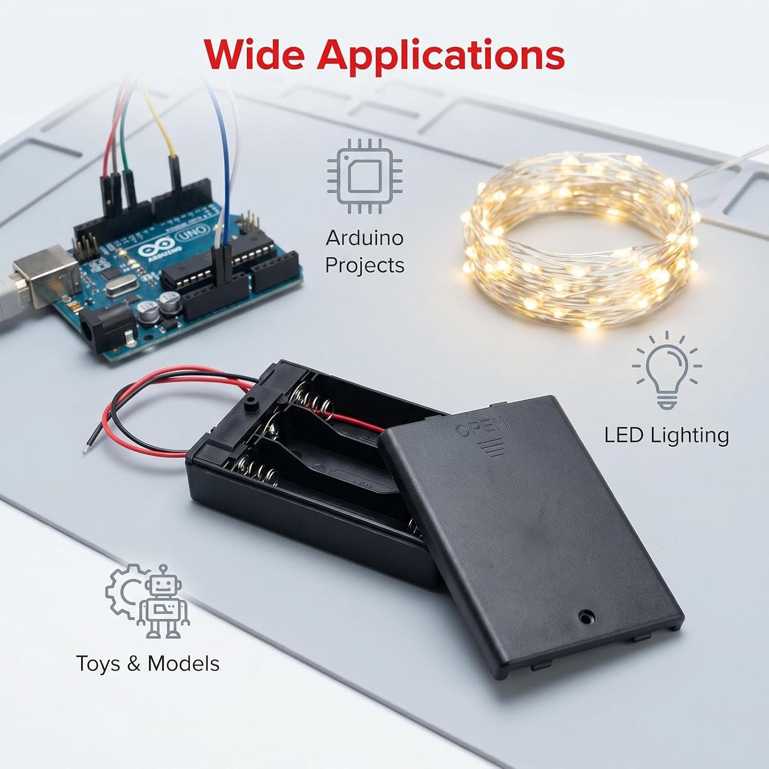 3 AA Battery Holder, 6 Pcs 3AA Battery Case, 3 AA Battery Box, 3X 1.5V AA Batteries Holder with ON/Off Switch and Leads for DIY and Maintenance