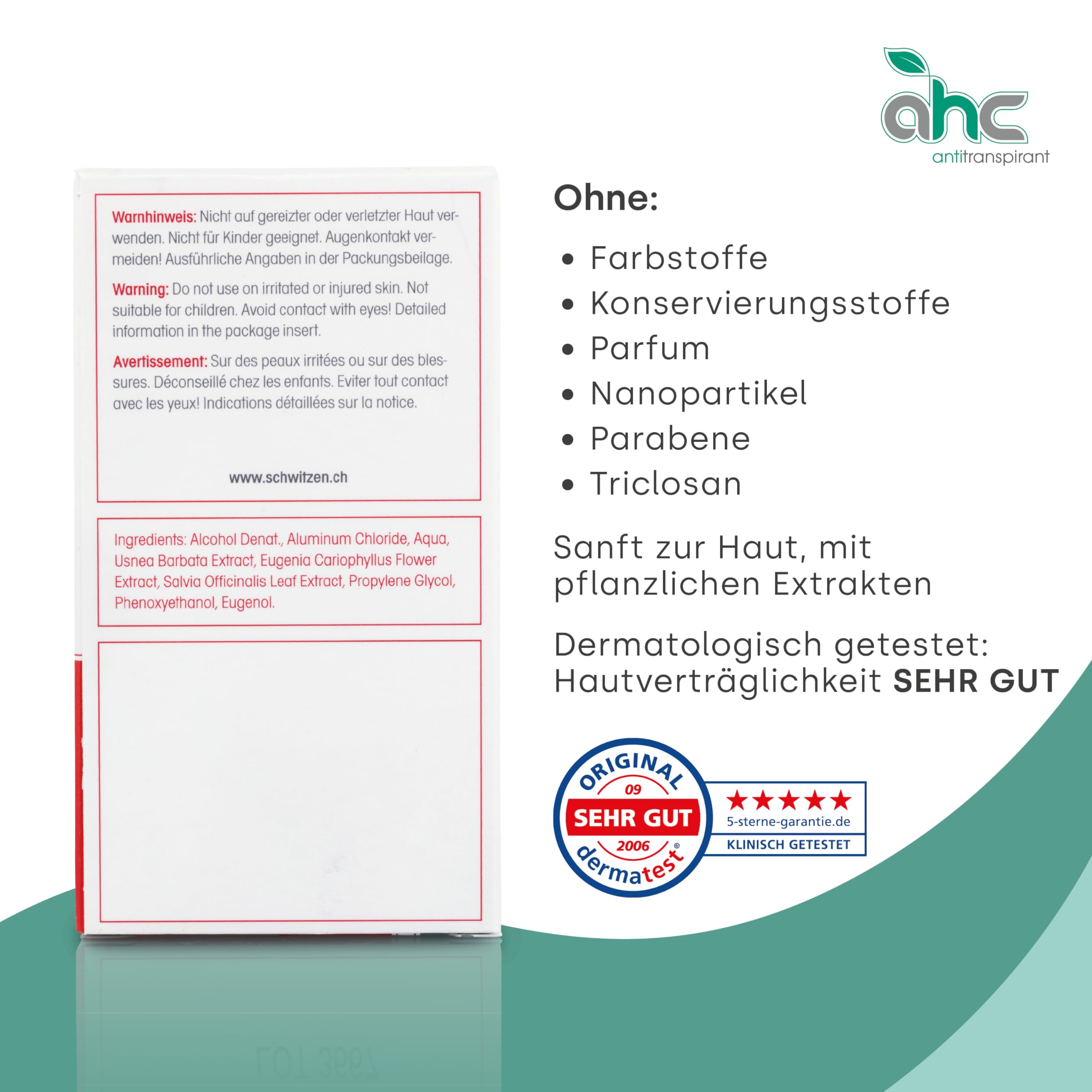 AHC FORTE Antitranspirant Tropfflasche 50ml gegen Schwitzen an Händen & Füßen - Antiperspirant mit Pflanzenextrakten gegen Handschweiß & Fußschweiß