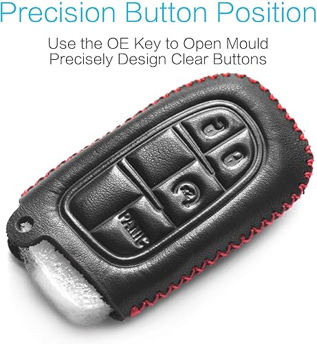 Miniatura 2 de MECHCOS Compatible con Ram 1500 2500 3500 Ram 4000 Ram 4500 5500 Jeep Cherokee Funda de piel para llavero sin llave con control remoto protector