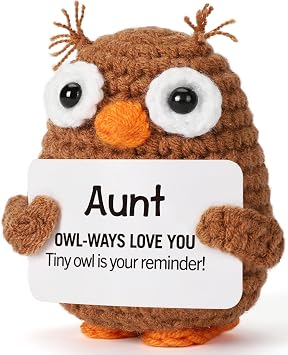 Aunt Auntie Gifts from Niece Nephew, Valentines Day Birthday Funny Handmade Crochet Support Owl Gifts for Aunt, I Love You Aunt Present, Best Aunts Auntie Ever Gift for Women