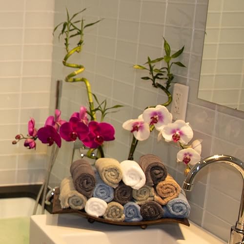 Miniatura 7 de Juego de 12 toallas turcas de lujo de 13 x 13 pulgadas, 24.69 ozm, viscosa de bambú y algodón peinado turco del Egeo