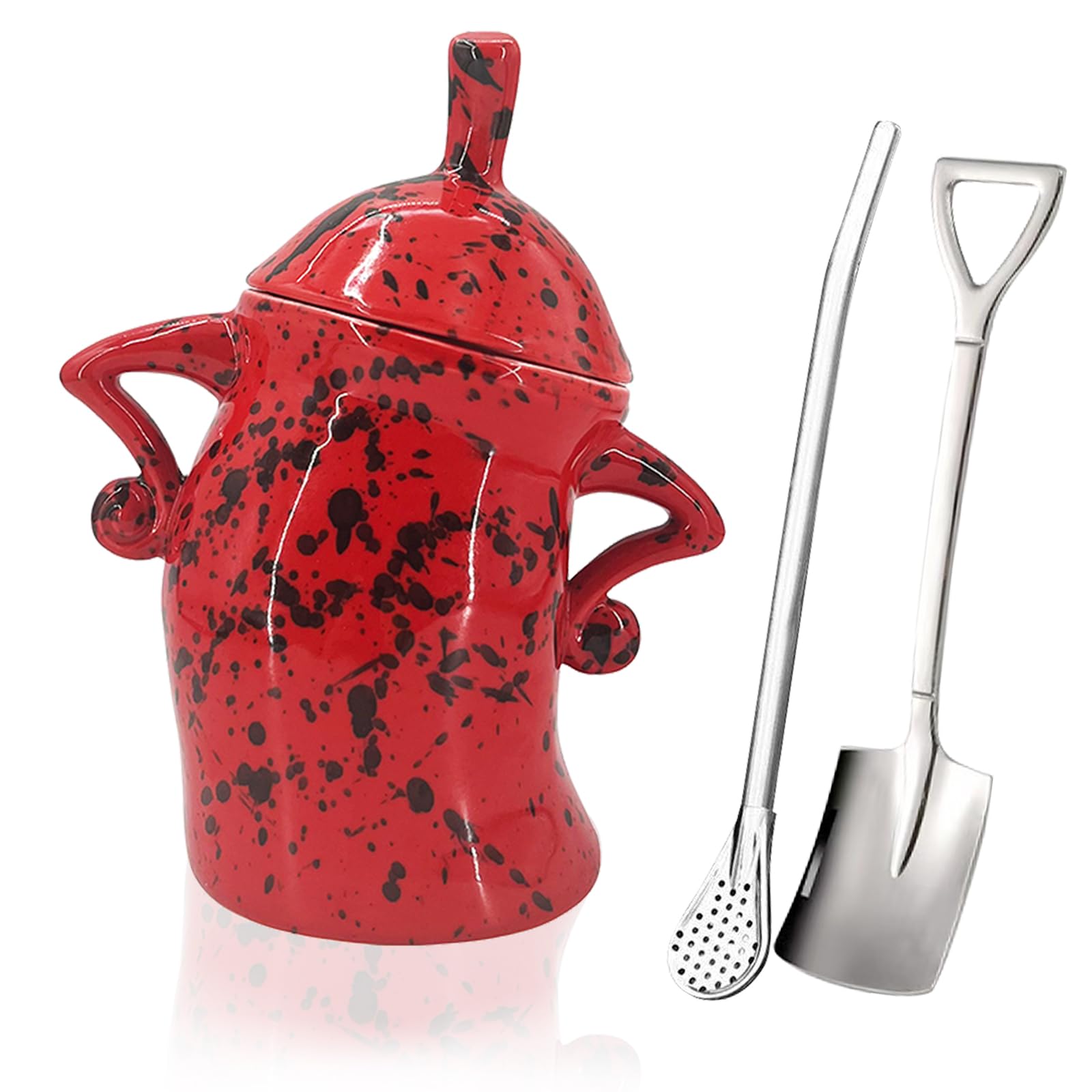 Recipiente de cerámica con actitud, bonito tarro de cerámica con tapa hermética para almacenamiento de alimentos, recipiente decorativo rojo de cocina para granos de café, té, azúcar, sales