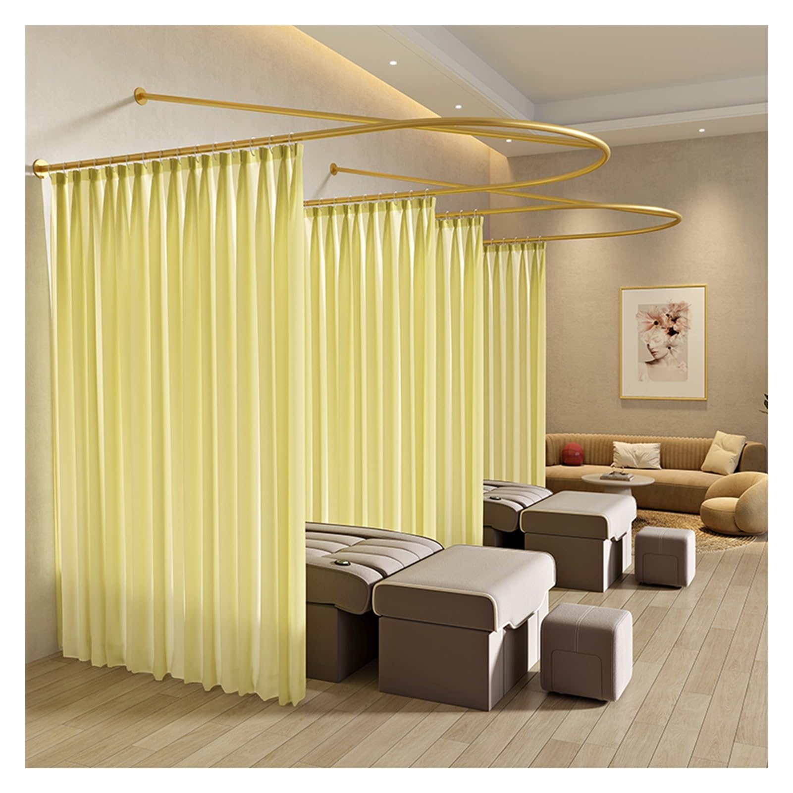 WQPMNYG d WallMounted Salon Partition Curtain Rod for PrivacyIdeal for Beauty Salons Clinics & Shared SpacesDurable Adjustable Easy Installation