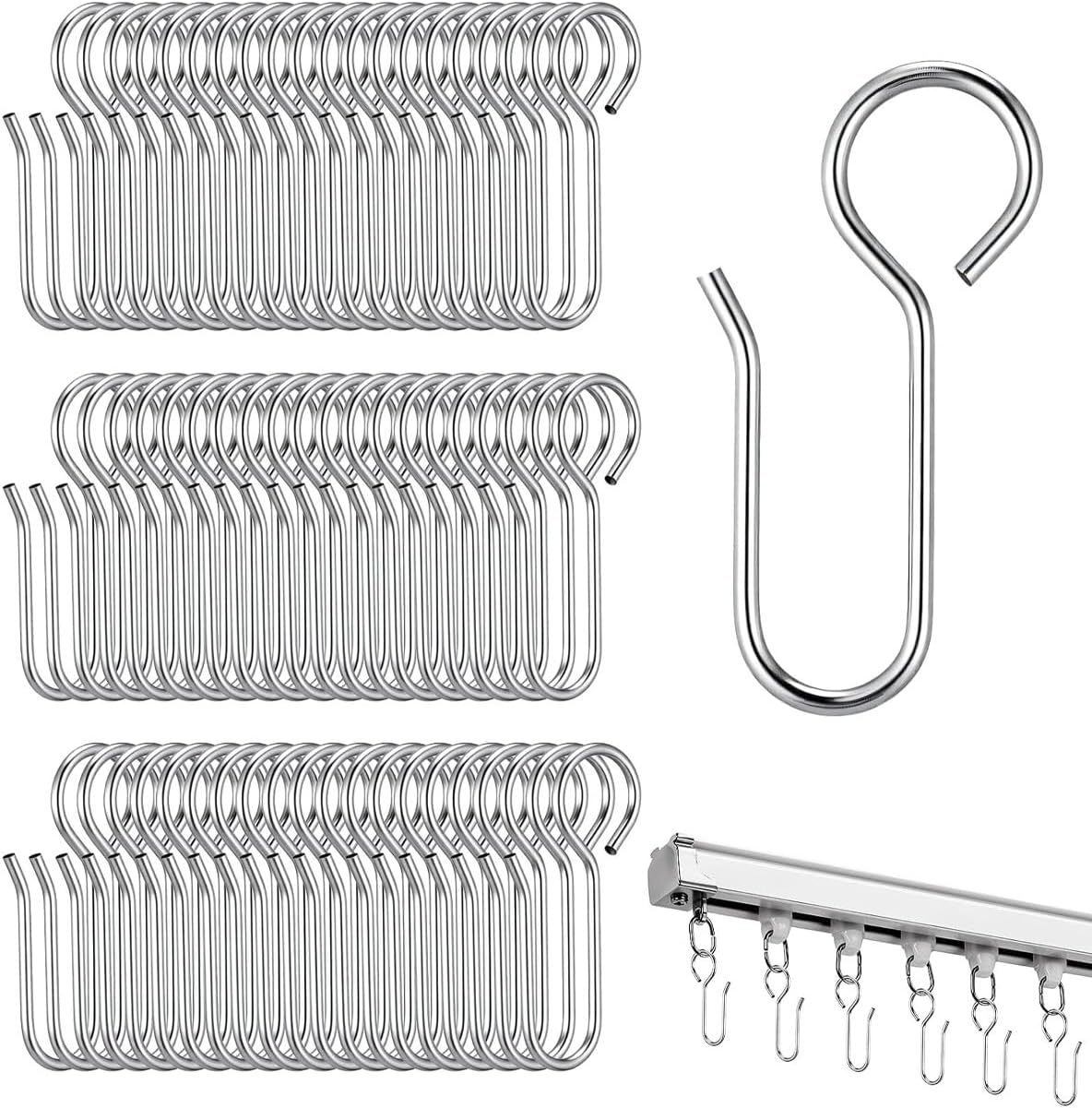 60 Ganci S Robusti per Tende in Acciaio Inox 35mm