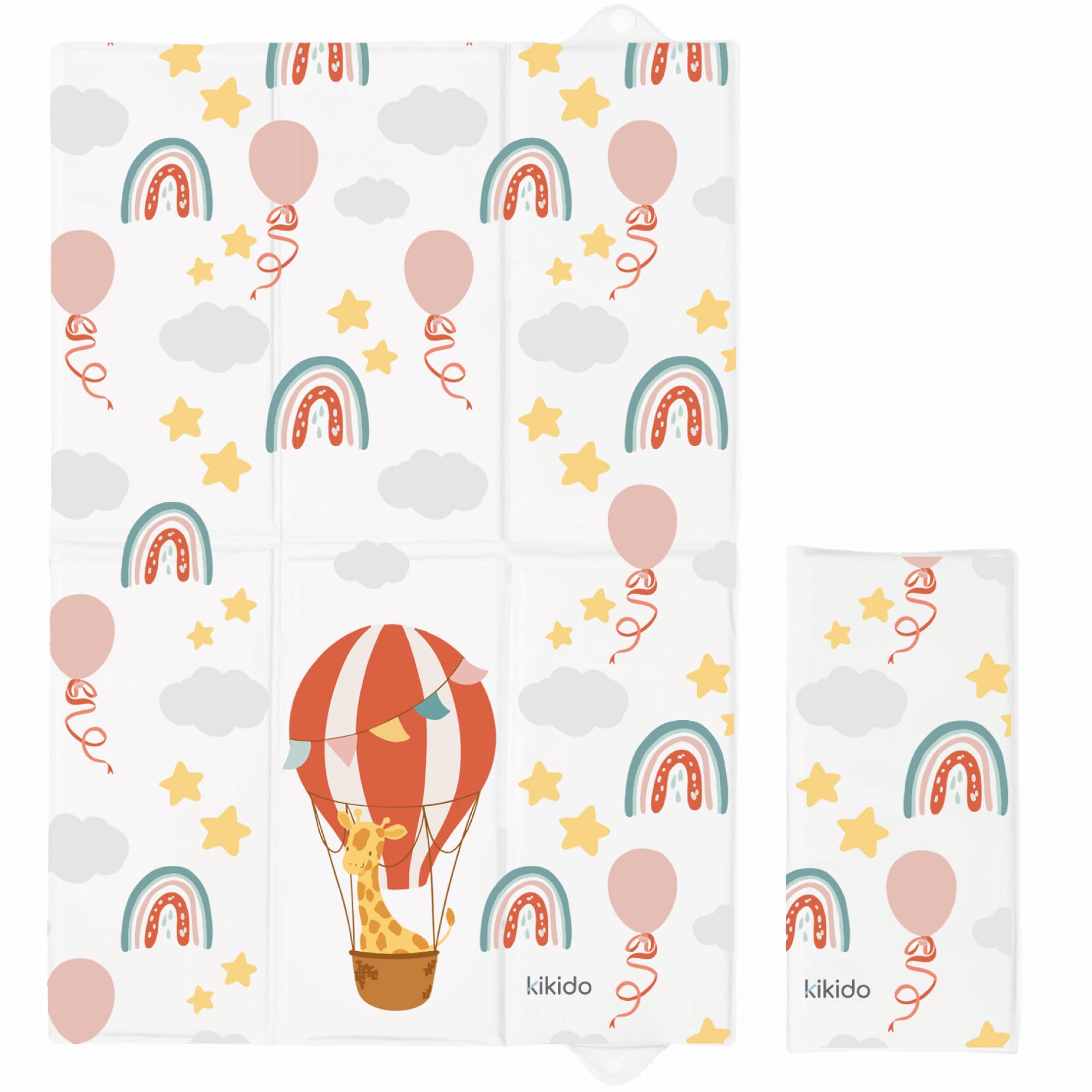 Kikido Baby Wickelunterlage 40x60 cm - Wickelunterlage unterwegs, faltbar und wasserdicht - Heißluftballon - Weiche Reise waschbar für den Windelwechsel - 60x40 cm