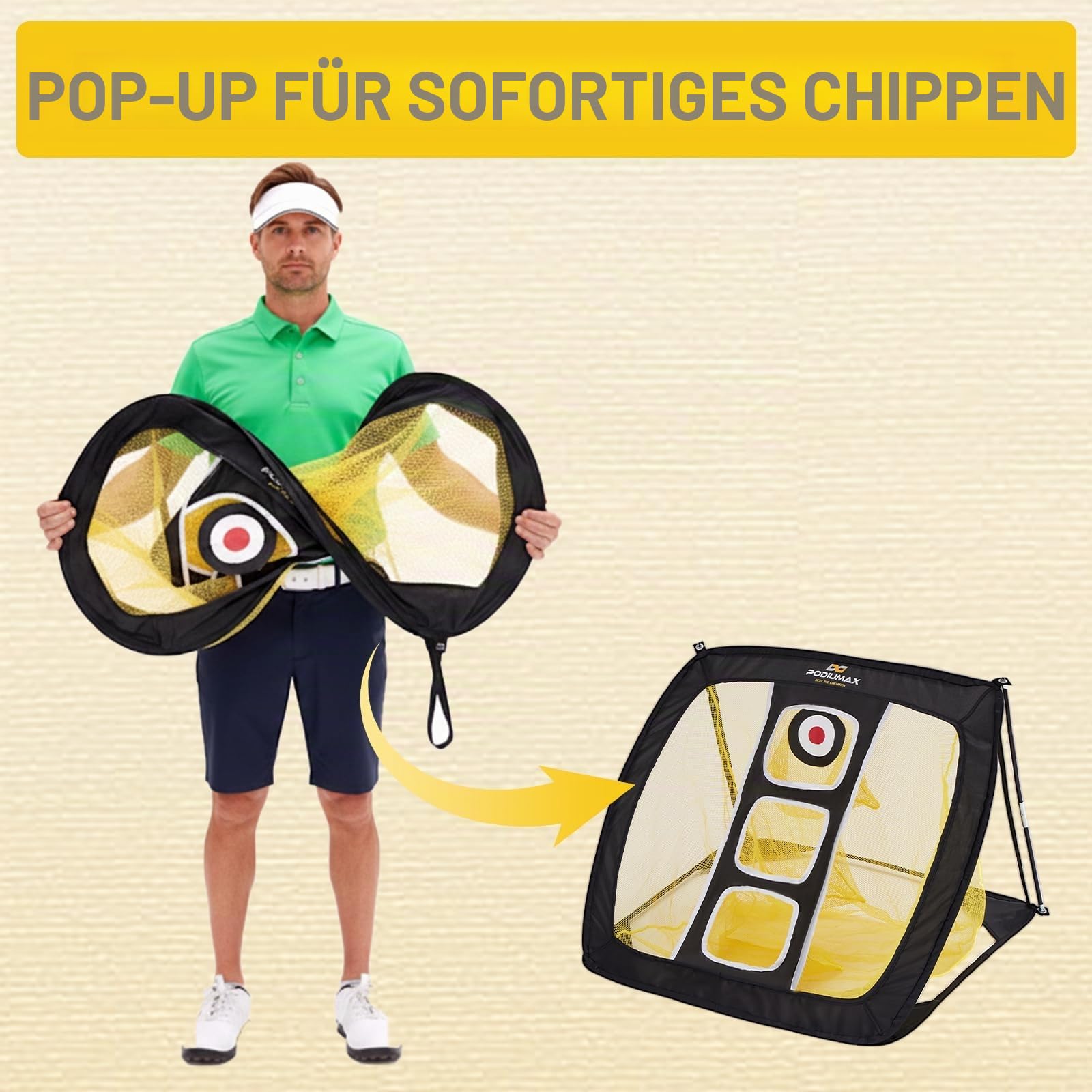 PodiuMax Golf Chip Netz, Putting-Schwung-Training, Verbessert die Genauigkeit, Geeignet für Innenräume, Innenhöfe, Rasenflächen Golfbegeisterte Männer & Frauen