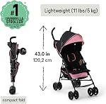 Summer Infant 3Dmini Convenience Stroller, Pink Lightweight Infant Stroller with Compact Fold, Multi-Position Recline, Canopy with Pop Out Sun Visor and More Umbrella Stroller for Travel and More