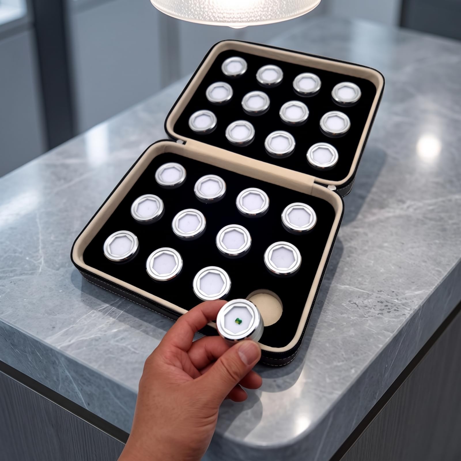 24 Piezas Caja Compartimentos, Negro, Redondo