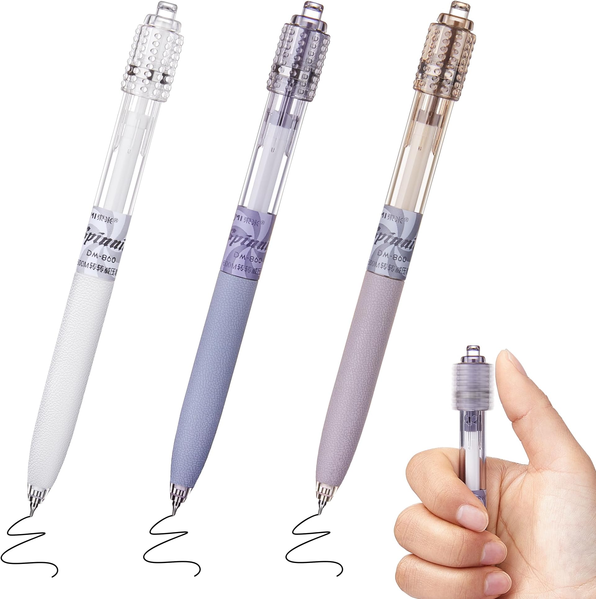 Leven Fidget Spinning Gel Pens 3 Pcs, Stress Relief 0.5mm Black Ink Pens, Quick Dry Fine Point Smooth Writing Ballpoint Pen, for Journaling Note Taking Office School Supplies Morandi