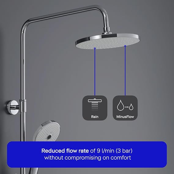 Duravit Shower System, Shower System with 3 Spray Types, Chrome/White