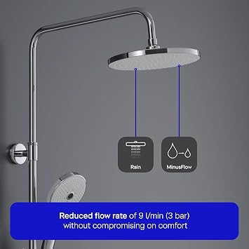 Duravit Shower System, Shower System with 3 Spray Types, Chrome/White