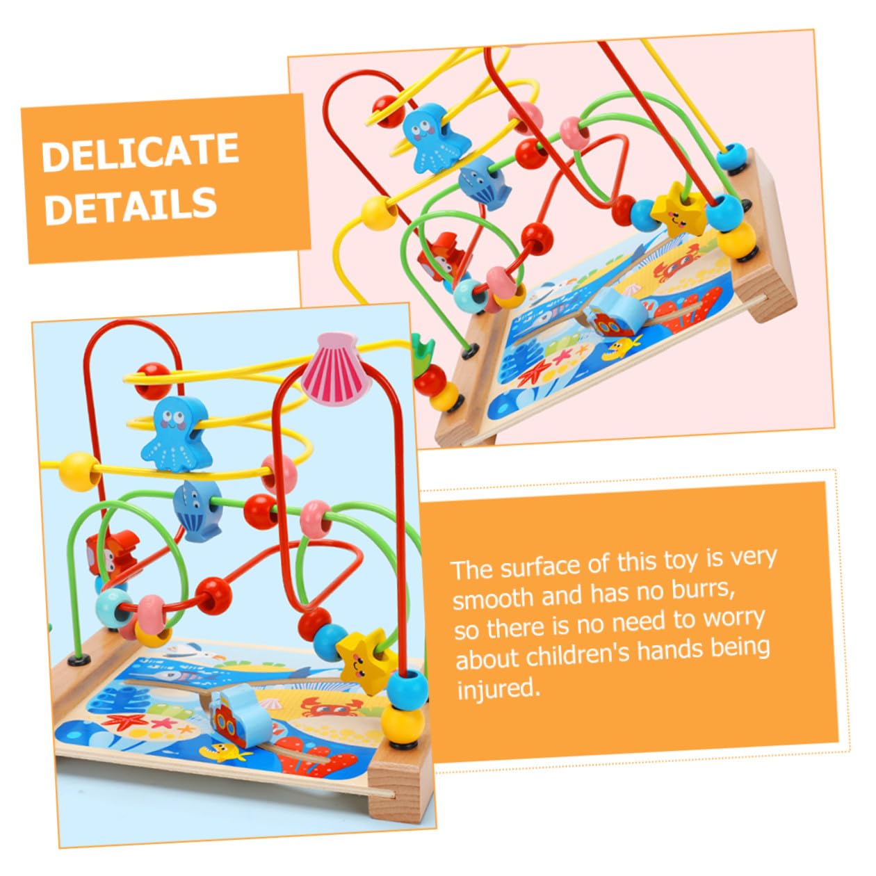 GARVALON Gioco Didattico Labirinto di Perline 1 Pz in Legno per Bambini | Decorazioni Scuola, per Compleanno e Festività, Superficie Liscia senza Bava, Aiuta la Presa