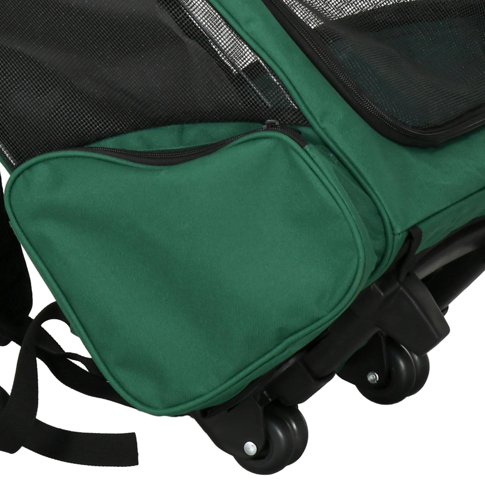 PawHut 2-in-1 Rucksackträger für Haustiere mit Rädern 42x25x55cm Grün