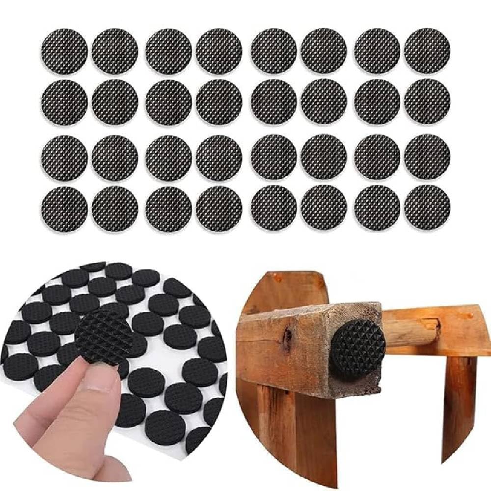 Clickswift® 32Pcs Self Adhesive Round Furniture Rubber Pad for Chair Leg Protector Non-Slip Furniture Pads Sofa, Beds, Dining Table Chair Balance Pad for Noise Insulation 1.08 x 0.8 cm (Black)-image-22