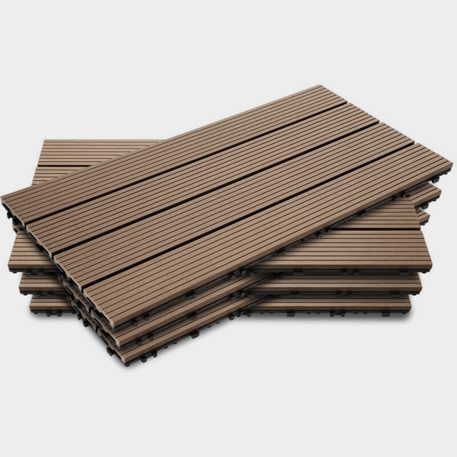YOEVU - Baldosas de Exterior de Madera Composite WPC | Antideslizantes y Resistentes al Agua | Fácil Instalación | 1.08m² | Set de 6, Patio y Jardín, 30X60cm (Antracita) — view 12