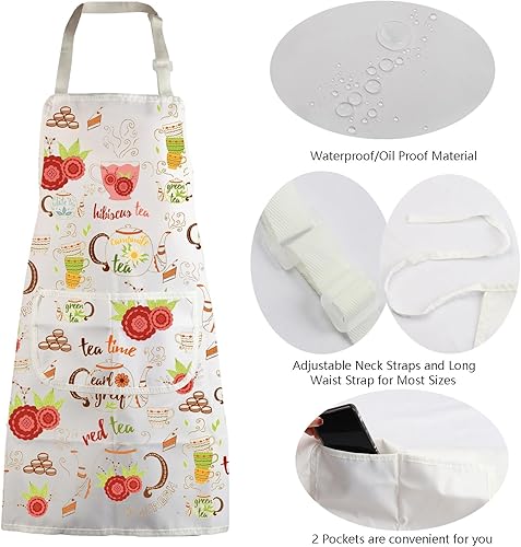 Miniatura 5 de MBMSO Delantal de té para la hora del té, regalo para los amantes del té, delantal de fiesta de té para bebedor de té, cocina, hogar, delantal con