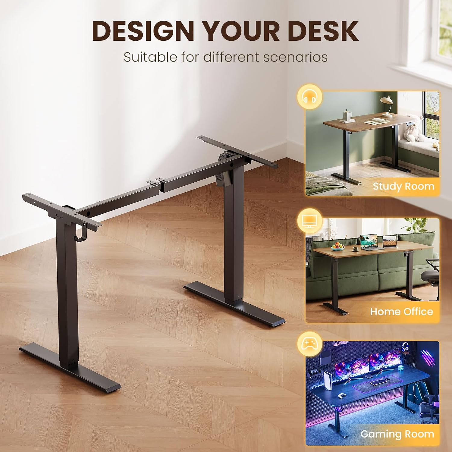 Various scenarios for using the standing desk frame
