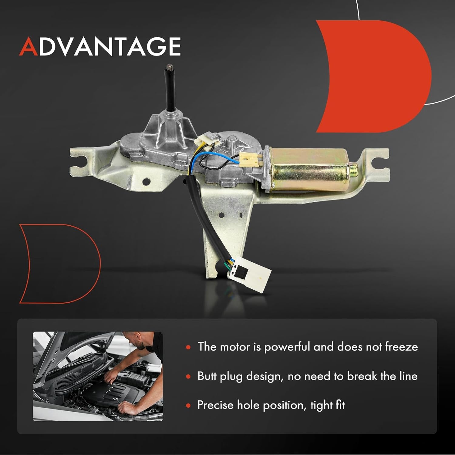 A-Premium Rear Windshield Wiper Motor Compatible with Nissan Murano 2003 2004 2005 2006 2007, Sport Utility, 4-Pin, Replace# 28710CA000, 28710CB000