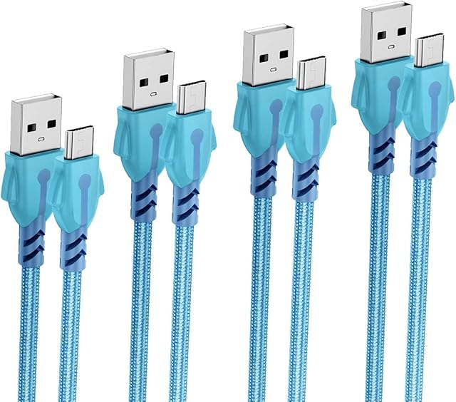 Micro USB Cable, USB 2.0 Nylon Braided Charging Cable, 4-Pack Blue (2pcs 1m+2pcs 2m) Micro USB Charging Cables, for Samsung Galaxy S6 S7 Note, Nexus, HTC, LG, Nokia, Kindle and more Android devices
