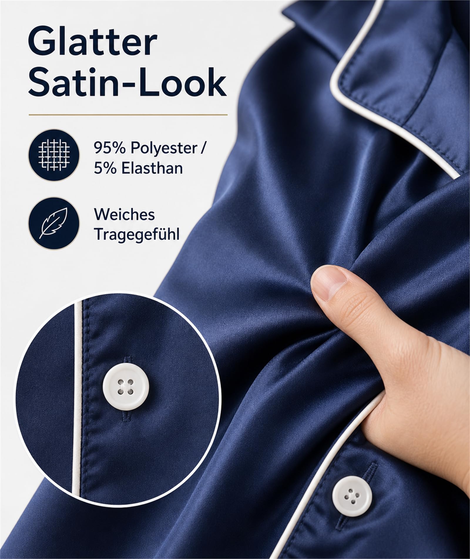 Ensemble pyjama en soie pour homme à manches courtes – Pyjama en satin, respirant et élastique, ensemble de pyjama deux pièces pour dormir et à la maison