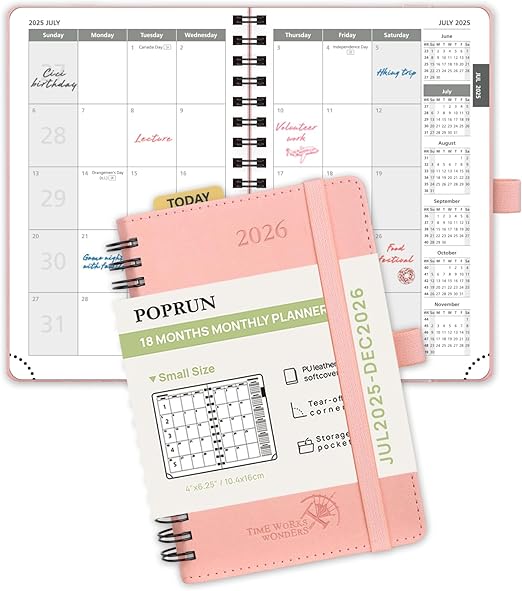 POPRUN Zakdagboek 2025 A6 Week to View Spiraal