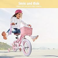 Vista 6 de Girls Bike for Kids Ages 2-5 Years, 12 14 16 Inch Kids Bike with Training Wheels, Basket & Streamers, Pink Little Girls Bicycle with Coaster Brake