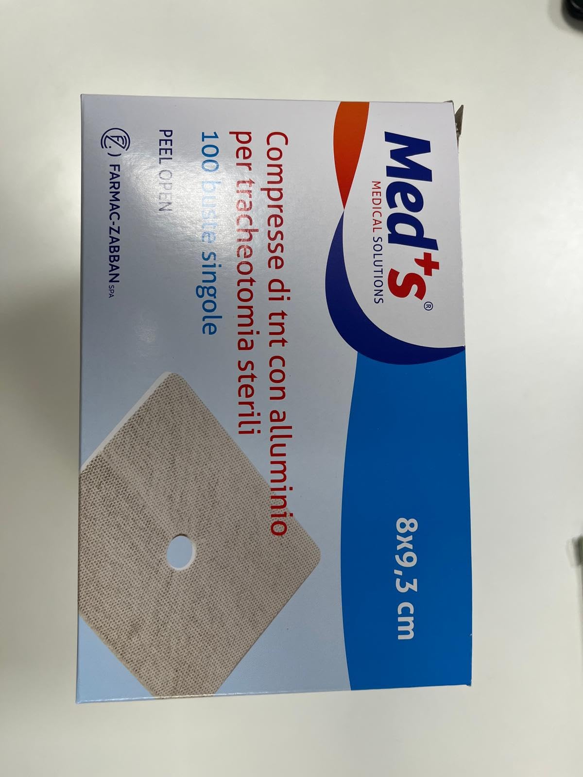 MEDICALMONO - Compresse in TNT con Alluminio per Tracheotomia Sterili Metalline cm 8 x 9,3 cm - 10/100 PZ (100)